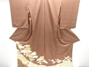 幕に松藤模様刺繍色留袖仮絵羽(八掛付き)